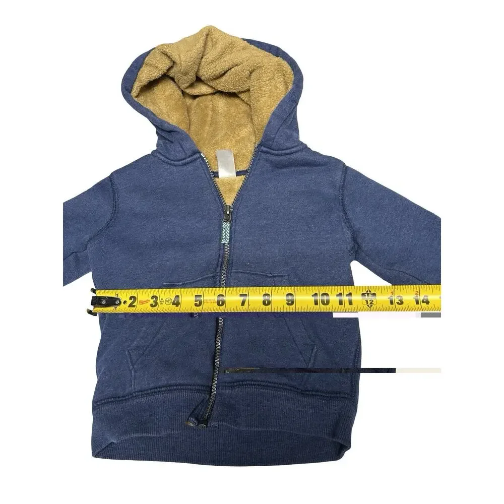 Carter’s Sherpa Lined Zip Hoodie Toddler 3T Blue Full Zip Sweatshirt Jacket